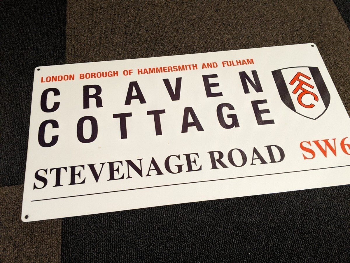 イギリス CRAVEN COTTAGE Stevenage road フルハムフットボールクラブ プレミアリーグ ストリート看板 スチール製の画像1