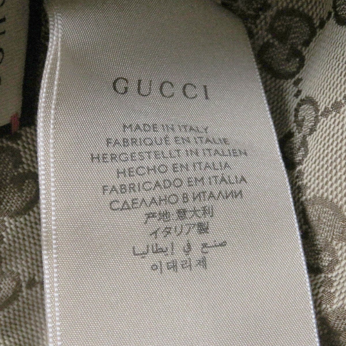 極美品□GUCCI グッチ 700851 ウール リネン ロゴレザーパッチ チェック 裏GG総柄 バケットハット ベージュ M/58cm イタリア製 正規品_画像7