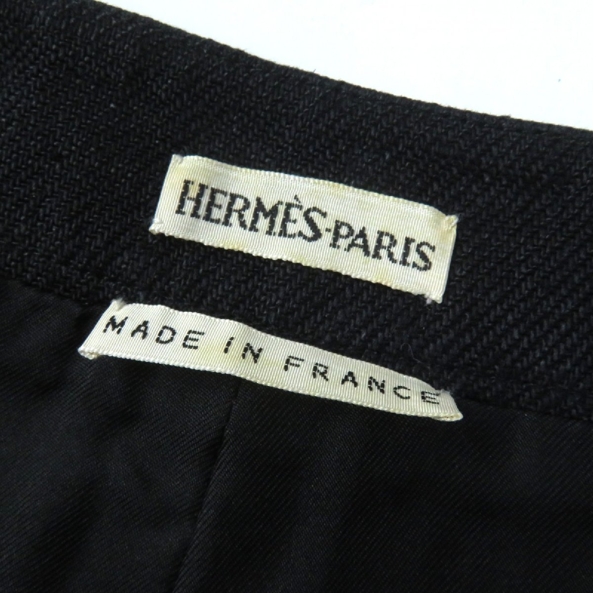  прекрасный товар *HERMES Hermes linen100% подкладка шелк 100% H кнопка есть длинная юбка черный 36 Франция производства стандартный товар женский elegant *