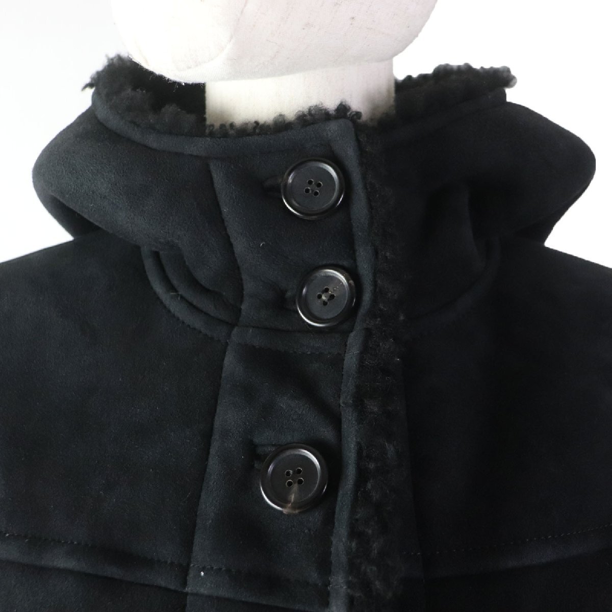  superior article *PRADA Prada 2017 year made belt * with a hood mouton coat black 38 Italy made regular goods lady's 