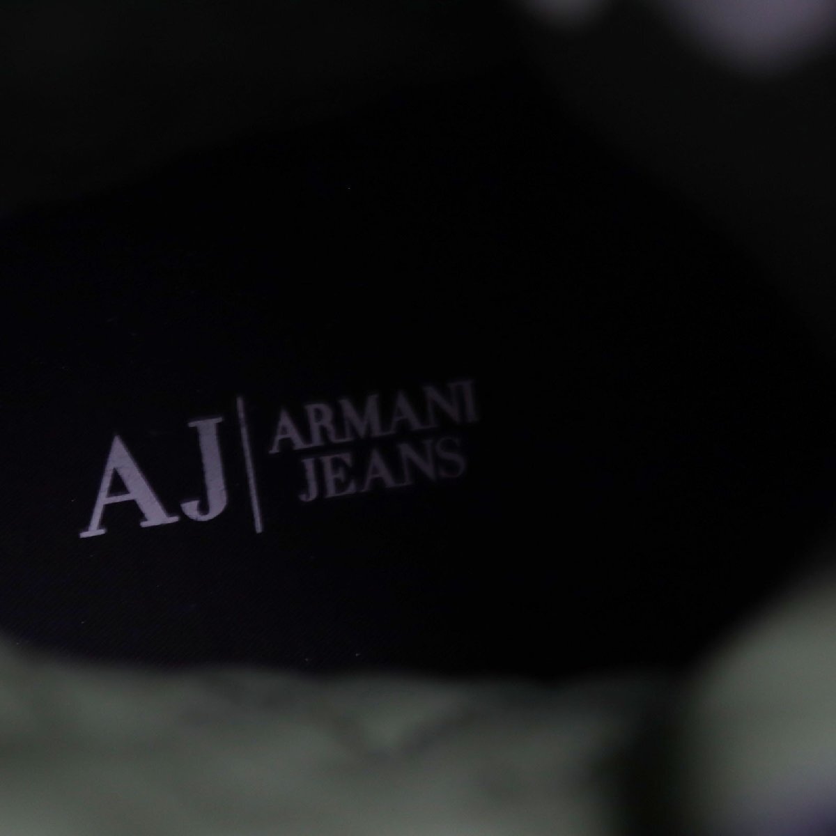 未使用品●ARMANI JEANS アルマーニジーンズ 定価27500円 レザー使い ロゴパッチ付き ミリタリーレースアップ ブーツ カーキ 41 メンズ_画像8