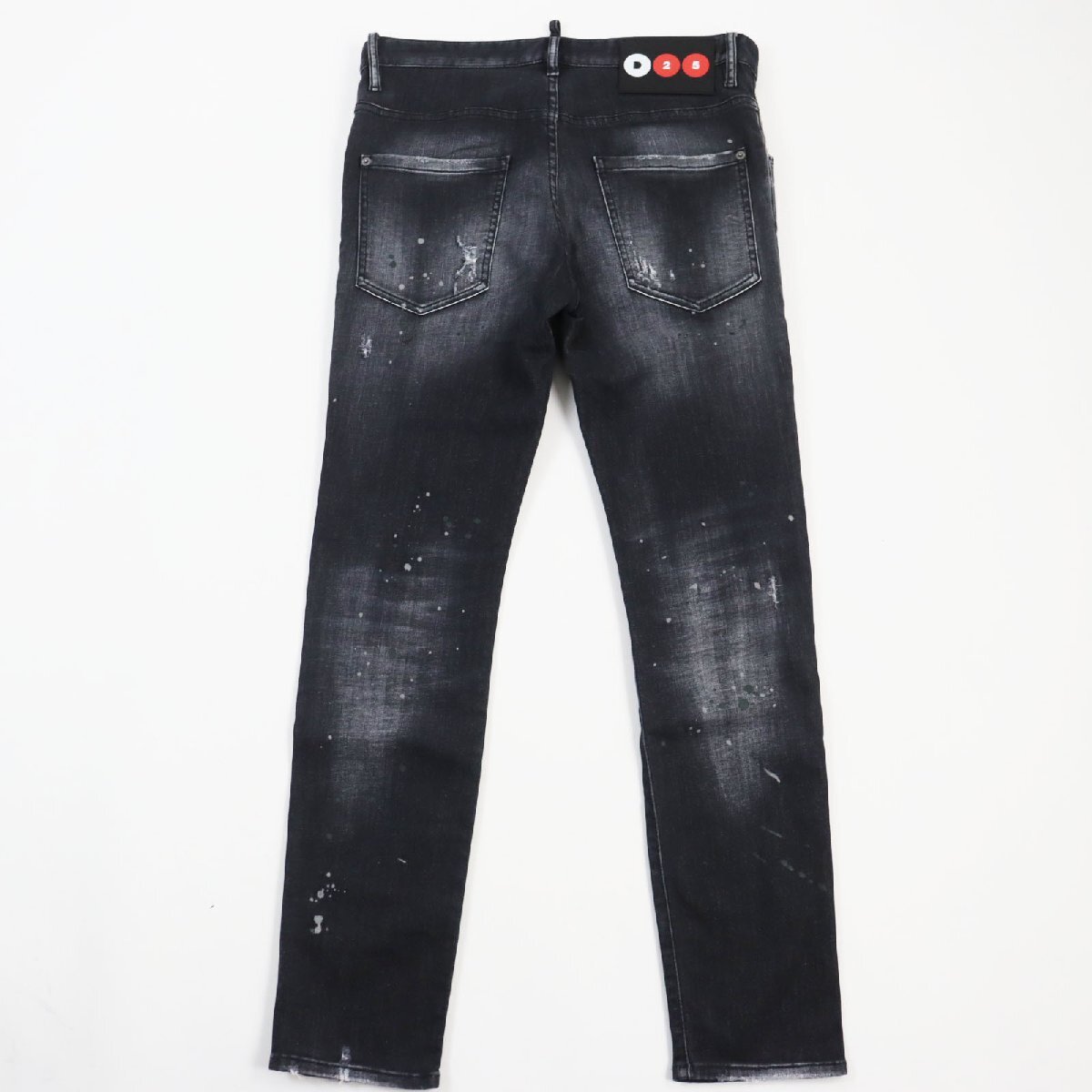 美品●ディースクエアード 20AW S78LB0037 SKATER JEAN 25周年記念 ペンキ加工 ジーンズ クラッシュデニムパンツ ブラック 48 正規品_画像3