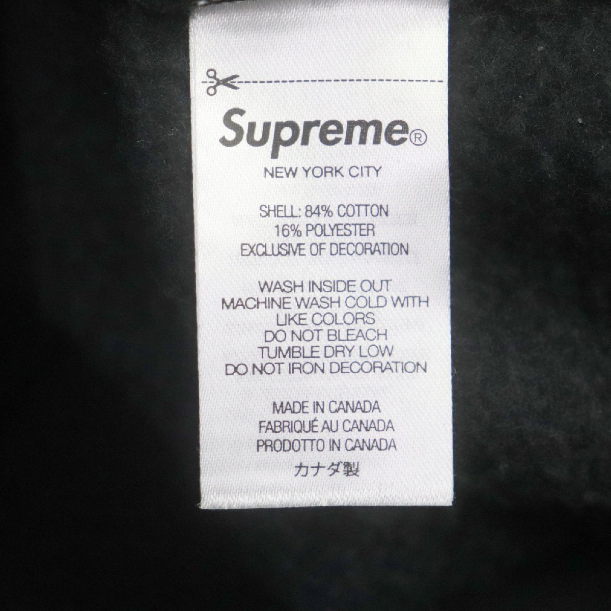 美品▼Supreme シュプリーム 23SS Worldwide Hooded Sweatshirt ロゴ刺繍 バックプリント パーカー ブラック M カナダ製 正規品 メンズ_画像9