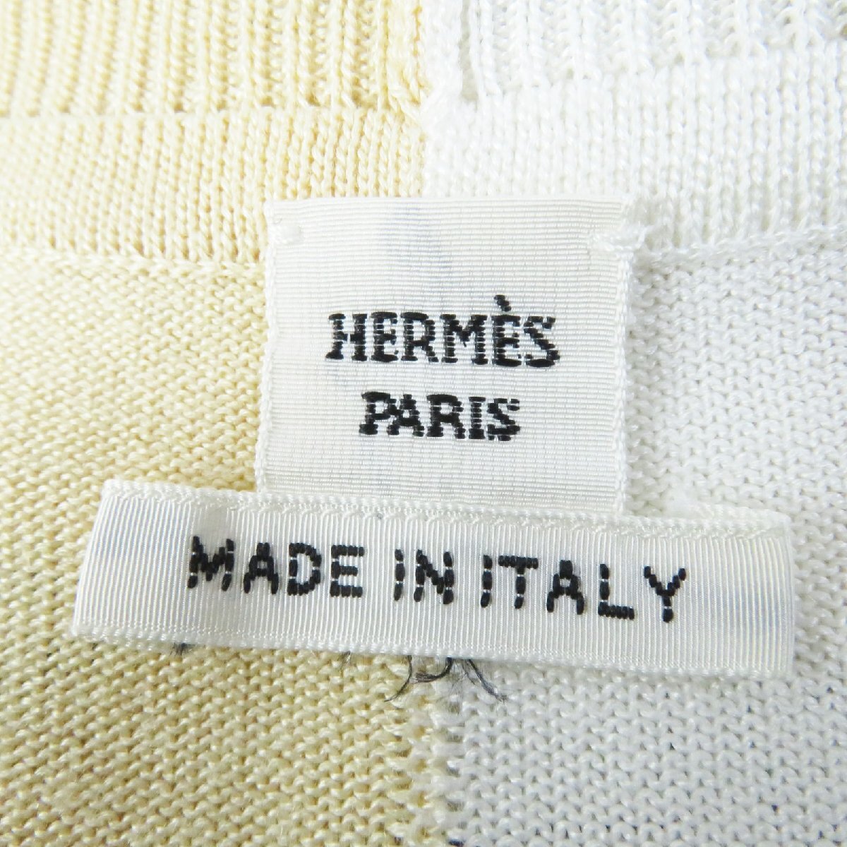  превосходный товар *HERMES Hermes 22 год производства 2E2809DOtsu il re-n шелк 100% One-piece белый бежевый 36 Италия производства стандартный товар женский 