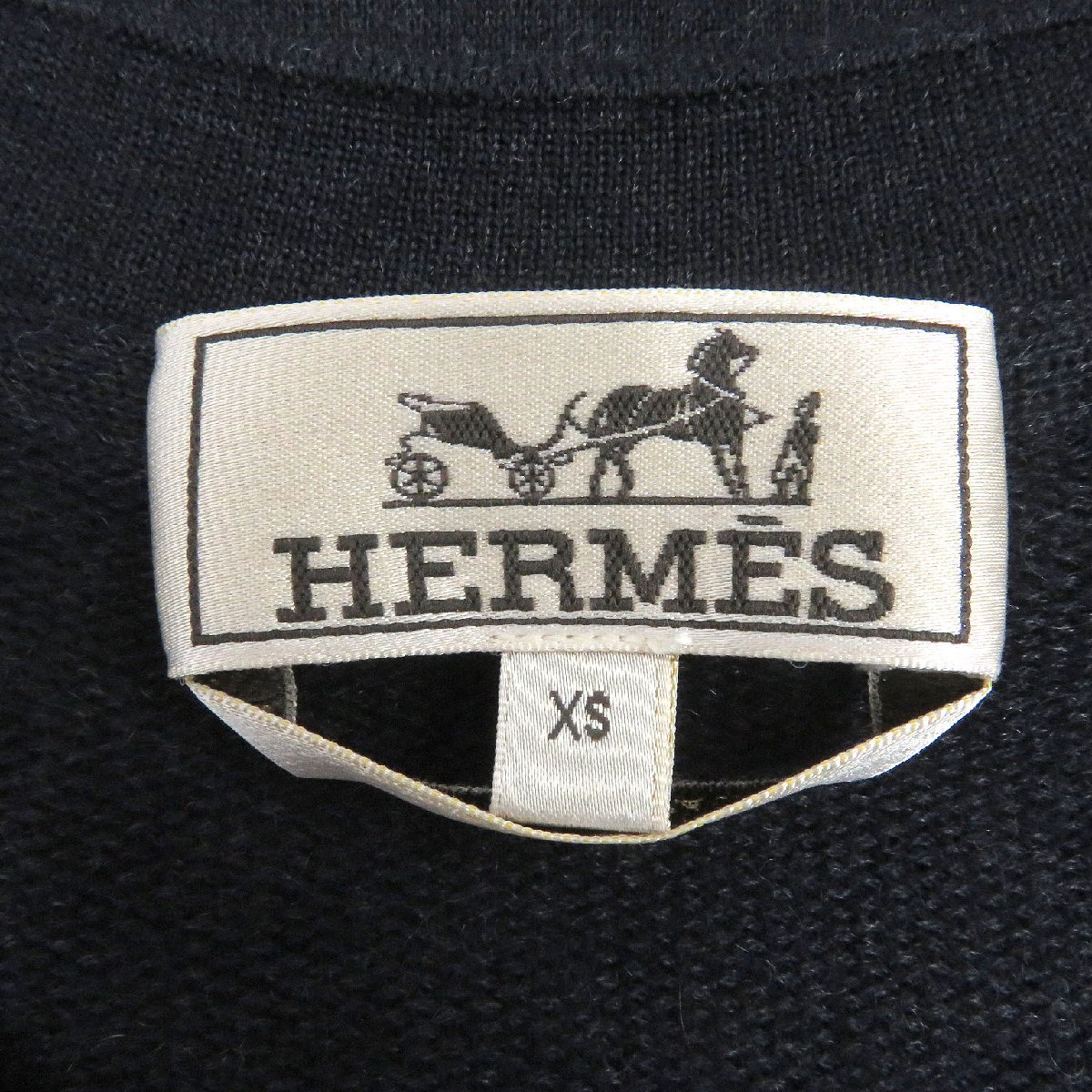 極美品□HERMES エルメス 22AW カシミヤ100％ 無地 クルーネック ロングスリーブ 長袖ニット セーター ネイビー イタリア製 正規品_画像4