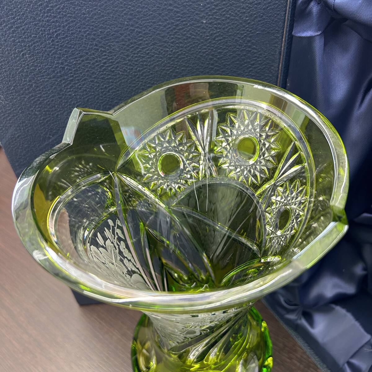 #910A 【花瓶】ELBE CRYSTAL エルベ クリスタル 切子 花瓶 美品の画像6