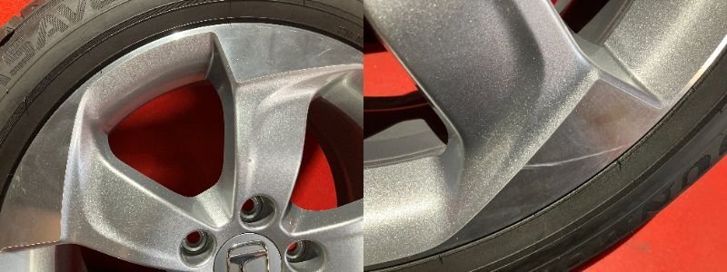 【送料無料】中古 ホンダ オデッセイ純正 215/55R17 17x7.0+55 114.3-5H ヴェゼル等 タイヤ＆ホイール４本SET【47138732】_画像3