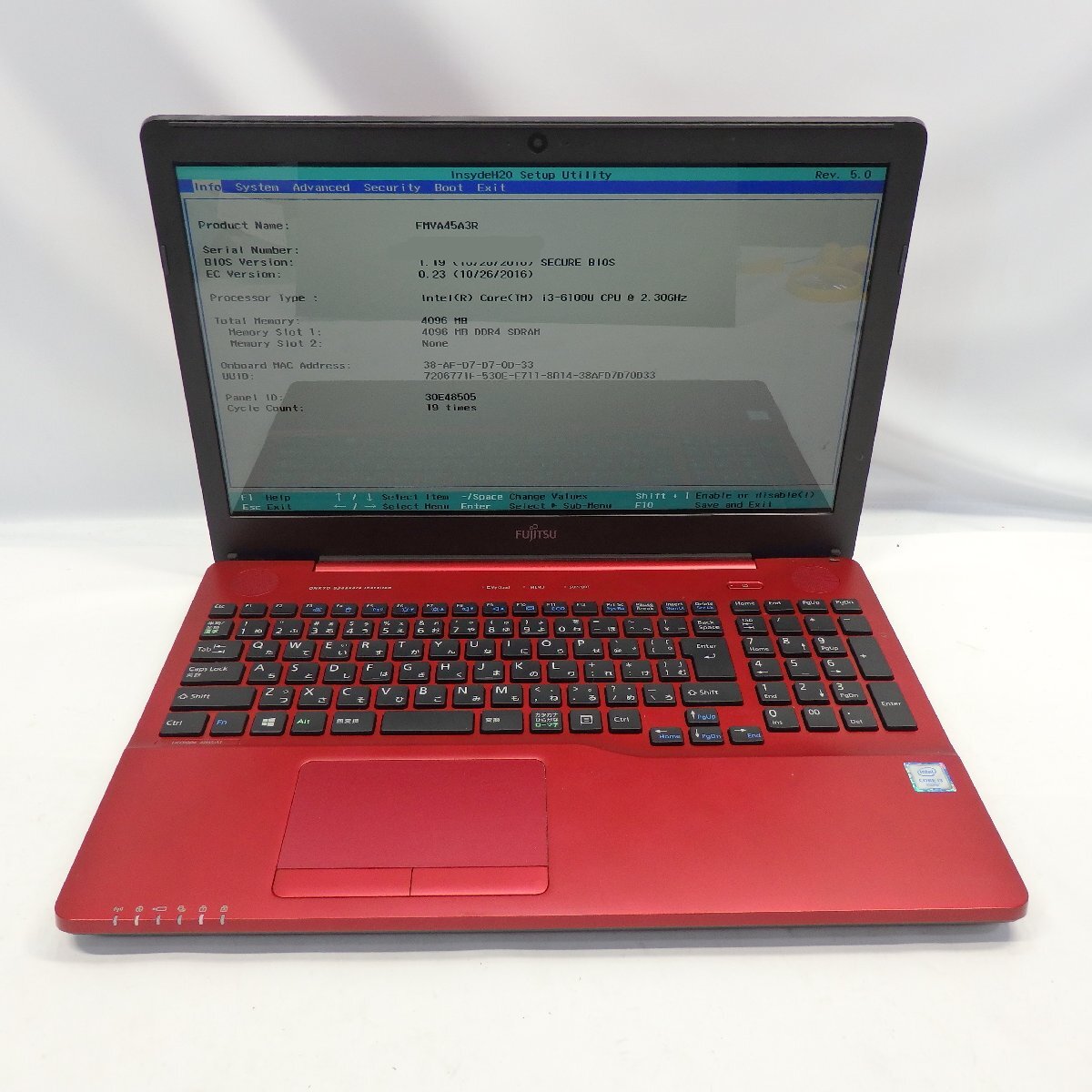 FUJITSU LIFEBOOK AH45/A3 Core i3-6100U 2.3GHz/4GB/HDD1TB/Blu-ray/15インチ/OS無/動作未確認【栃木出荷】の画像1