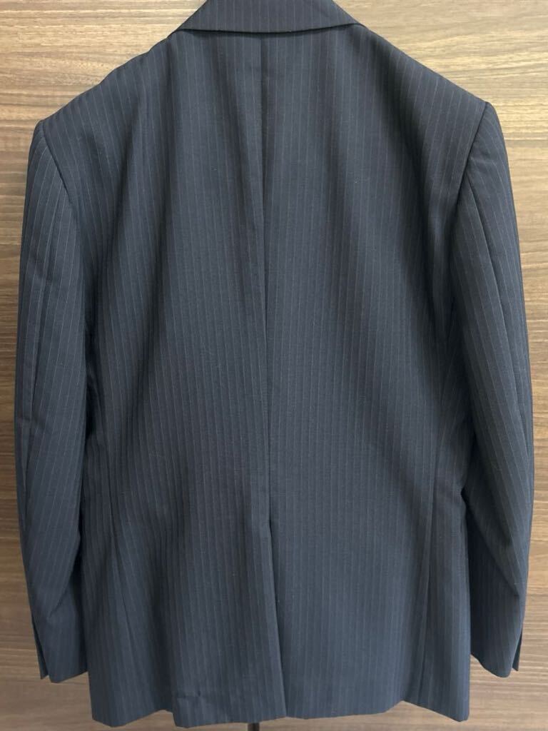 ORIHICA/オリヒカ 春 セットアップ 濃紺ピンストライプ A５スーツ背抜き 古着ジャンクの画像2