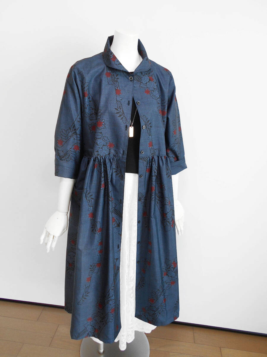  грязь Ooshima эпонж, взрослый Hanamaru воротник талия gya The - платье пальто | кимоно переделка 