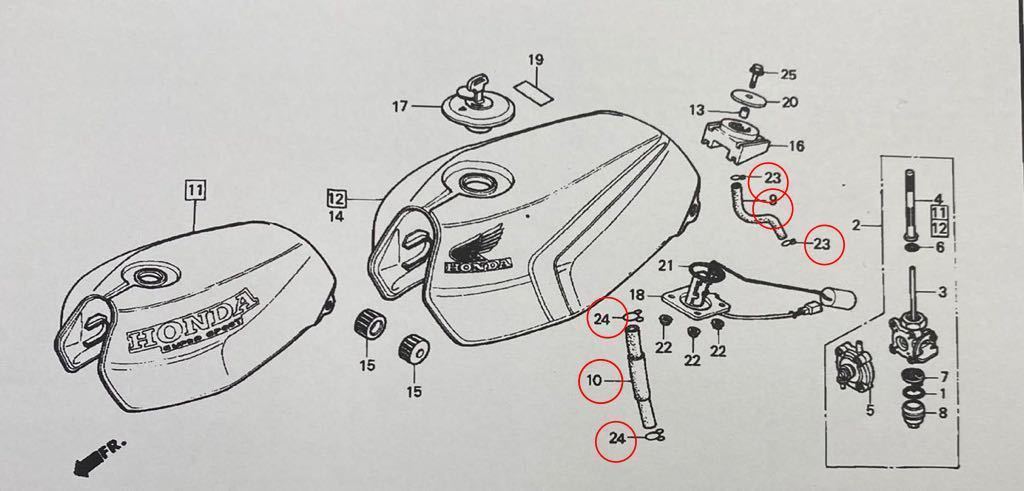 ホンダ　純正　CBX400F　フューエルホース　バキュームホース　フューエルチューブ　タンク　燃料ホース　キャブレター　新品_画像2