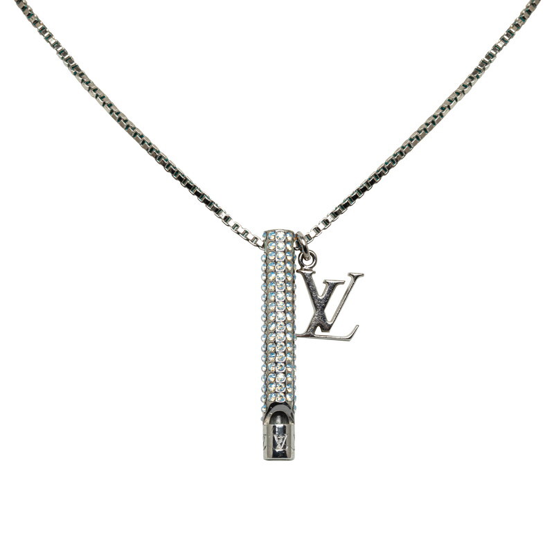  Louis Vuitton sifreLV Logo стразы дудка свисток колье M68874 silver metallic ru женский LOUIS VUITTON [ б/у ]