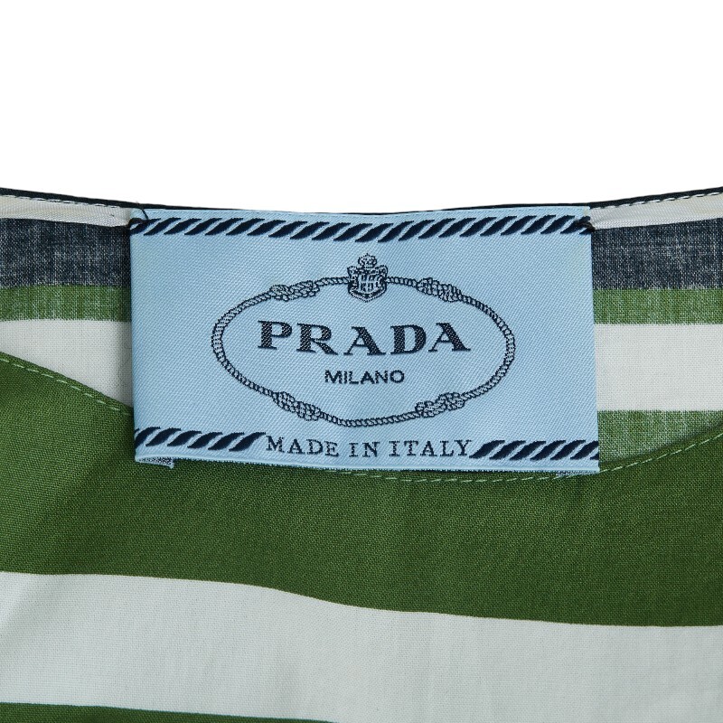 プラダ ノースリーブワンピース ボーダー サイズ：38 グリーン マルチカラー コットン レディース PRADA 【中古】_画像3