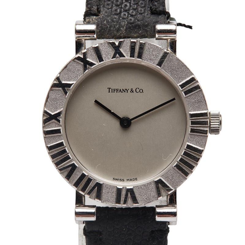 ティファニー アトラス 腕時計 L0640 クオーツ SV925 シルバー レザー レディース TIFFANY&Co. 【中古】