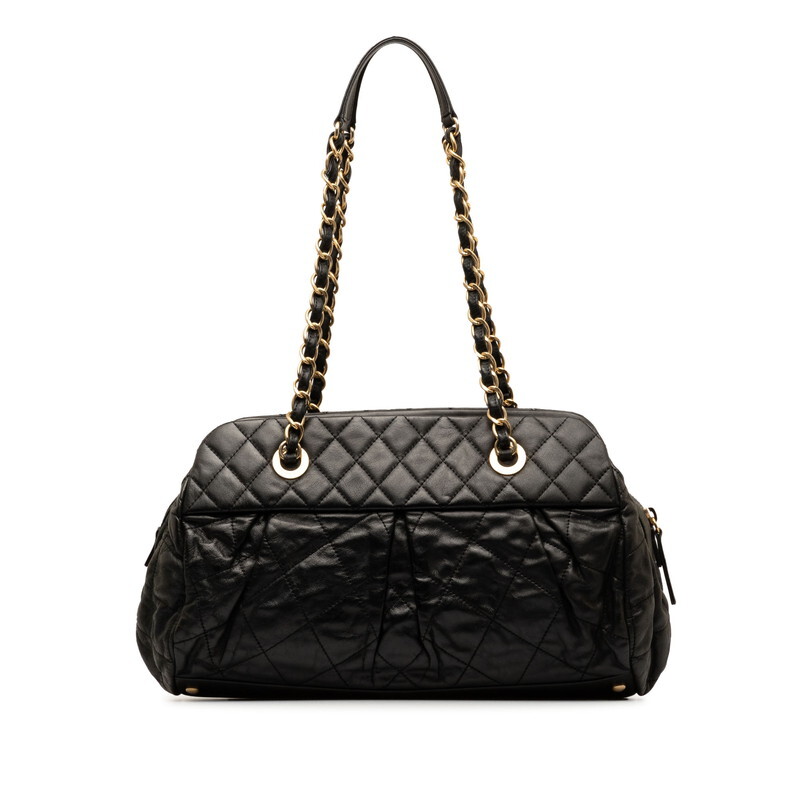 シャネル ココマーク マトラッセ チェーン ショルダーバッグ ブラック ゴールド ラムスキン レディース CHANEL 【中古】_画像3