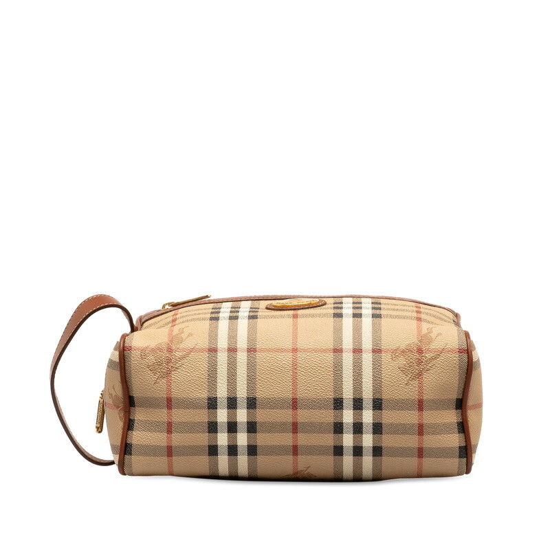 バーバリー ノバチェック シャドーホース セカンドバッグ クラッチバッグ ベージュ ブラウン PVC レザー メンズ BURBERRY 【中古】_画像4