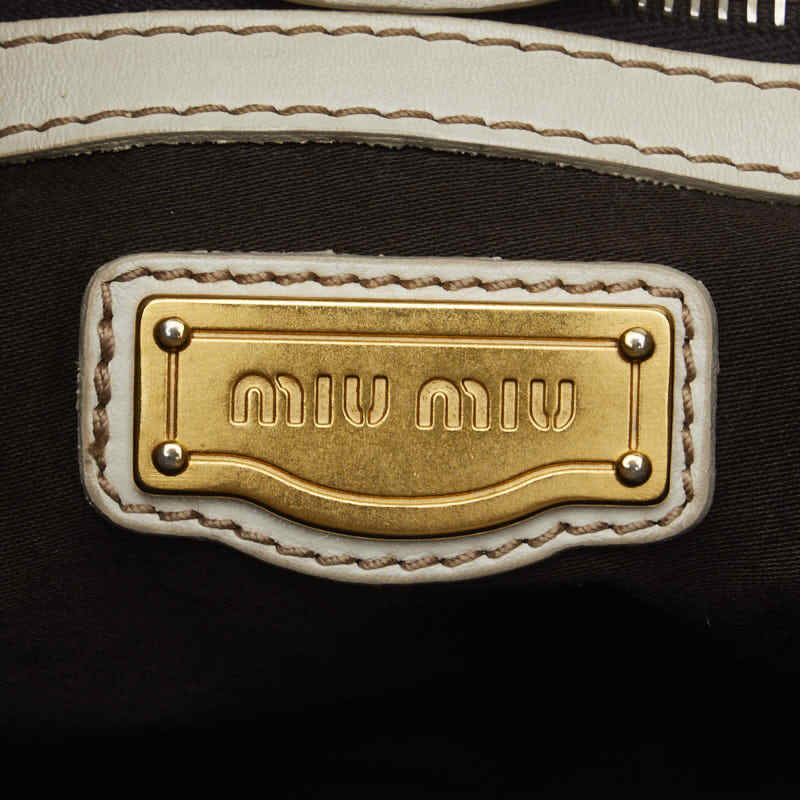 ミュウミュウ ヴィッテロラックス ハンドバッグ ショルダーバッグ 2WAY RT0383 ホワイト レザー レディース MIUMIU 【中古】_画像9