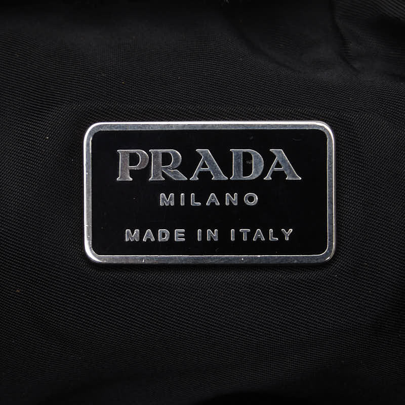 プラダ 三角ロゴプレート 斜め掛け ショルダーバッグ ブラック ナイロン レザー レディース PRADA 【中古】_画像7