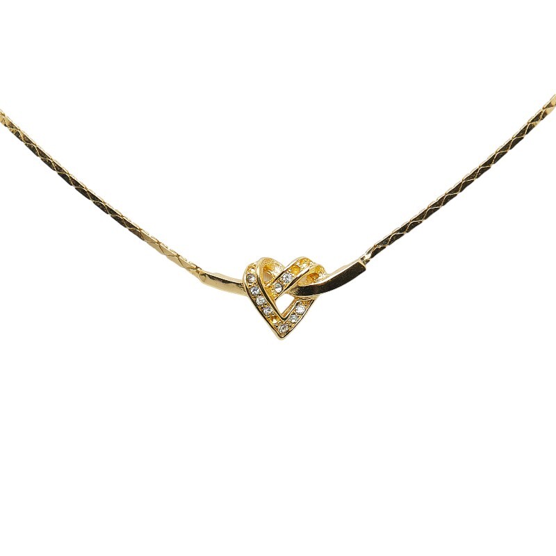 ディオール ハード ロゴ ラインストーン ネックレス ゴールド メッキ レディース Dior 【中古】_画像2