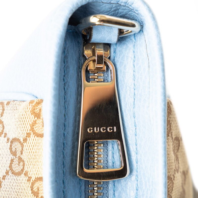 グッチ GGキャンバス ハンドバッグ ショルダーバッグ 2WAY 449241 ブルー ブラウン レザー レディース GUCCI 【中古】_画像6