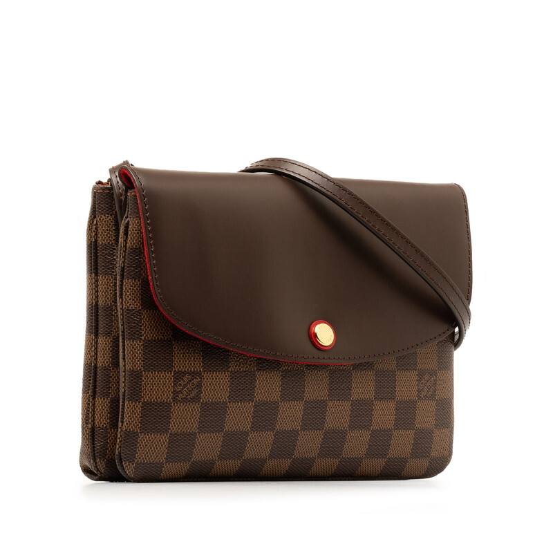 ルイ ヴィトン ダミエ トワイス 斜め掛け ショルダーバッグ N48259 ブラウン PVC レザー レディース LOUIS VUITTON 【中古】_画像2