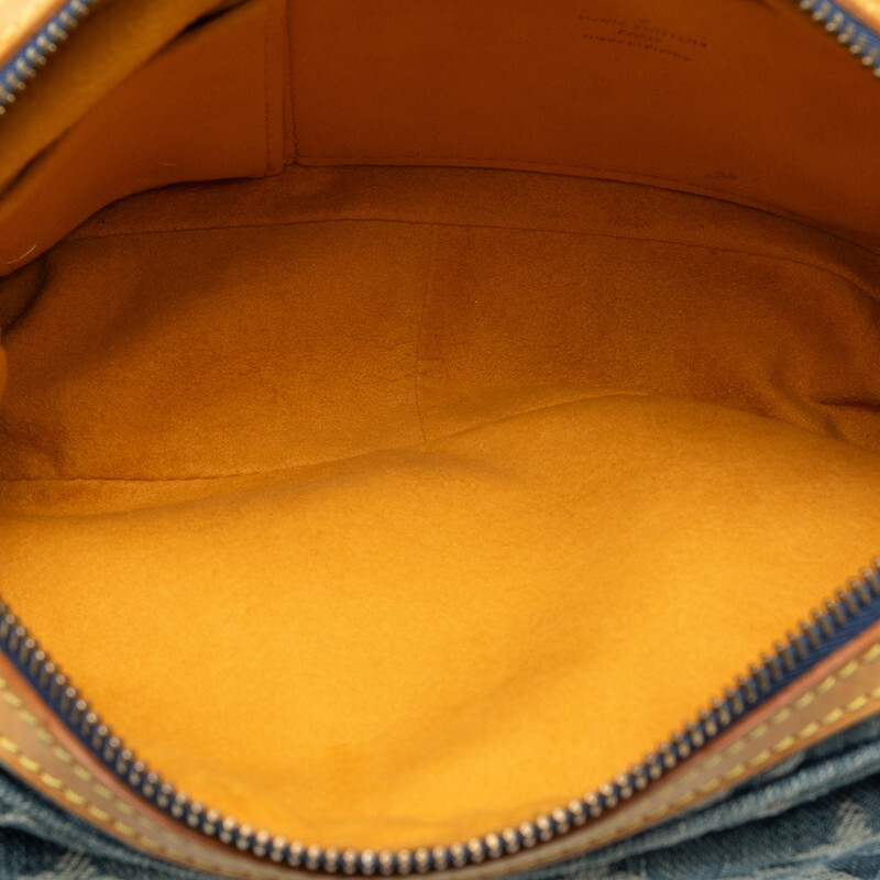  Louis Vuitton monogram Denim pouch indigo body bag waist bag M95347 blue Denim leather LOUIS VUITTON [ used ]