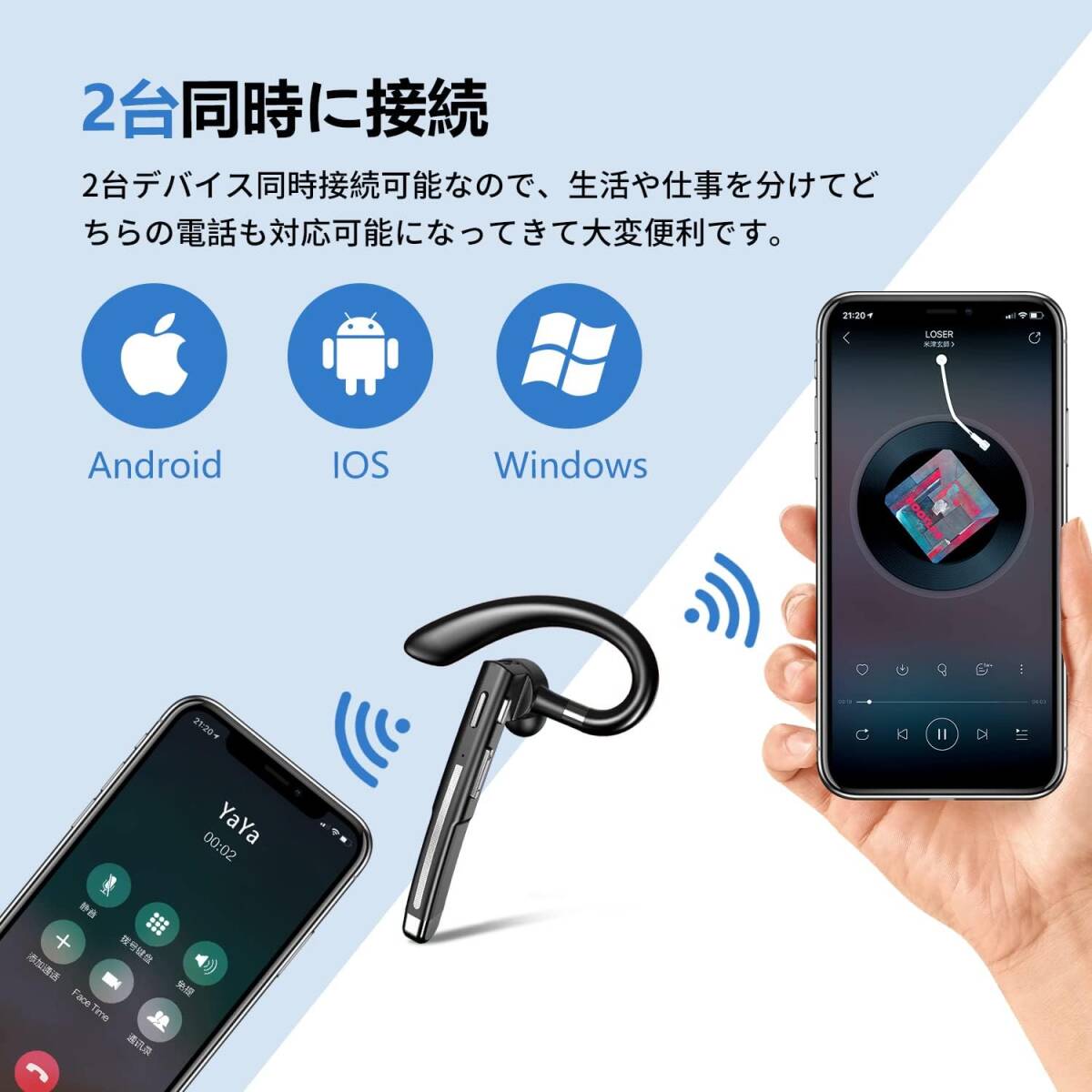 ケース付き 【2023新登場 Bluetoothヘッドセット】 イヤホンマイク Bluetooth5.2 イヤホン 片耳 100時_画像5