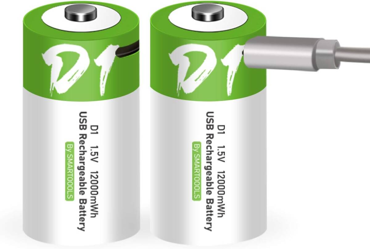  одиночный 1 форма перезаряжаемая батарея * 2 шт SMARTOOOLS одиночный 1 форма USB заряжающийся lithium батарейка 1.5V. мощность 12000mWhD cell (USB C кабель имеется 