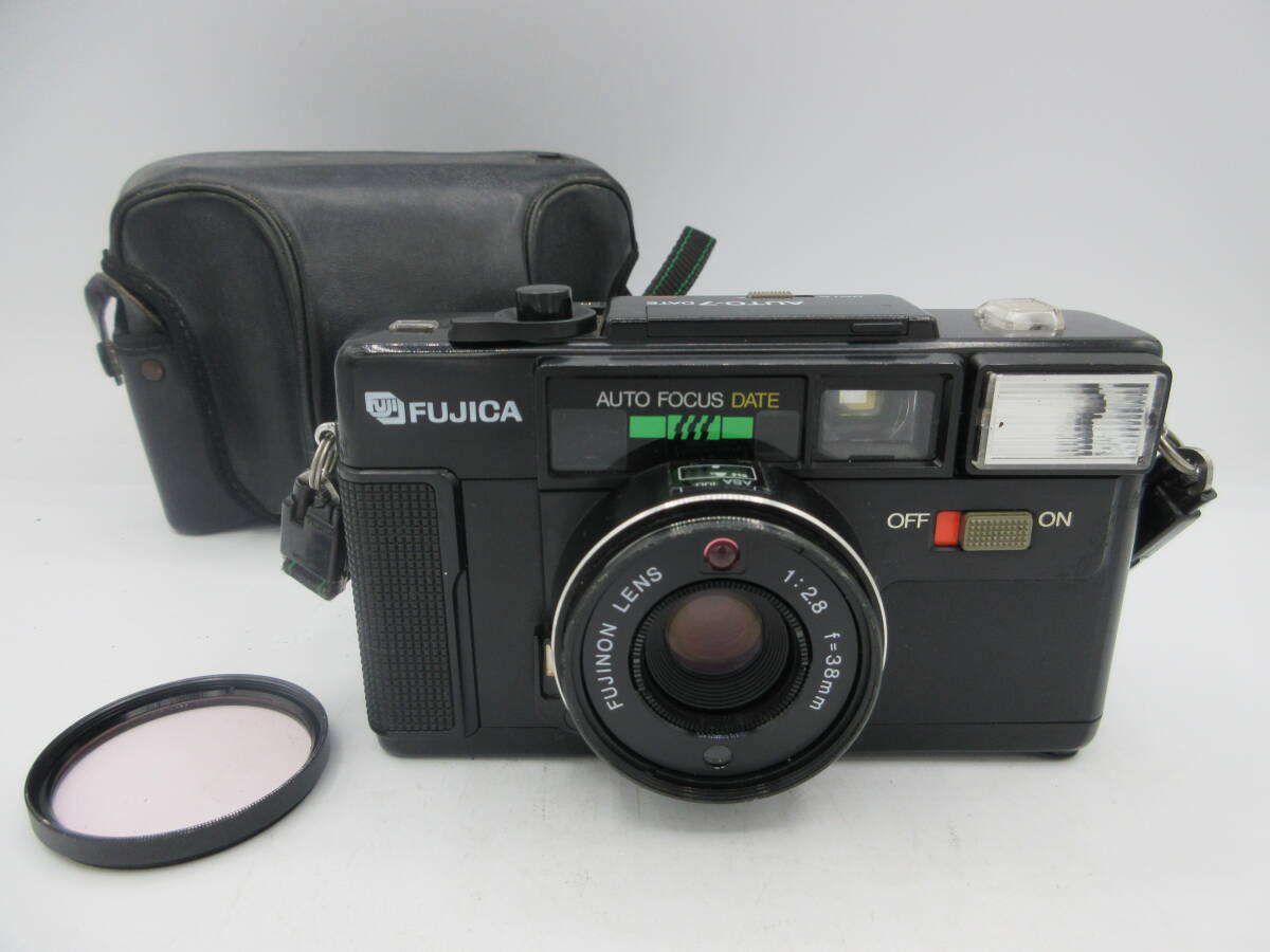 中古 カメラ FUJICA AUTO-7 DATE フィルムカメラ コンパクトカメラ FUJINON LENS 1:2.8 f=38mm ※通電のみ確認済 ／Iの画像1