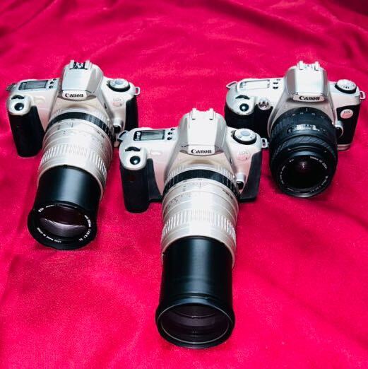 【ジャンク品】[説明文必読] 一眼レフ フィルムカメラ Canon EOS kiss ＆ kiss III →2台 レンズセット 合計３台 お買い得品の画像1