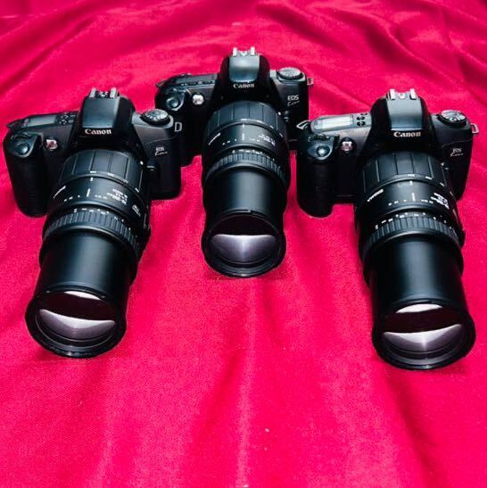 【説明文必読】[動作品] 一眼レフ フィルムカメラ Canon EOS kiss 300mm 望遠レンズセット ３台 まとめ売り お買得_画像1