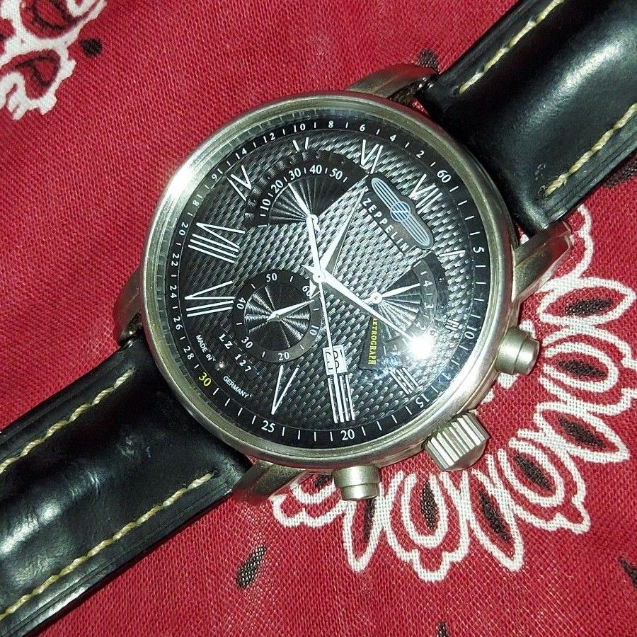 ツェッペリン ZEPPELIN  メンズ腕時計 LZ127 Transatlantik クロノグラフ デュアルタイム　稼働品