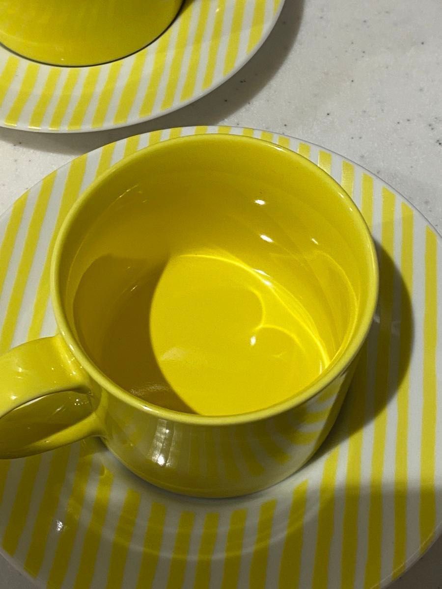 黄色　ストライプ　marimekko コーヒーカップセット　　