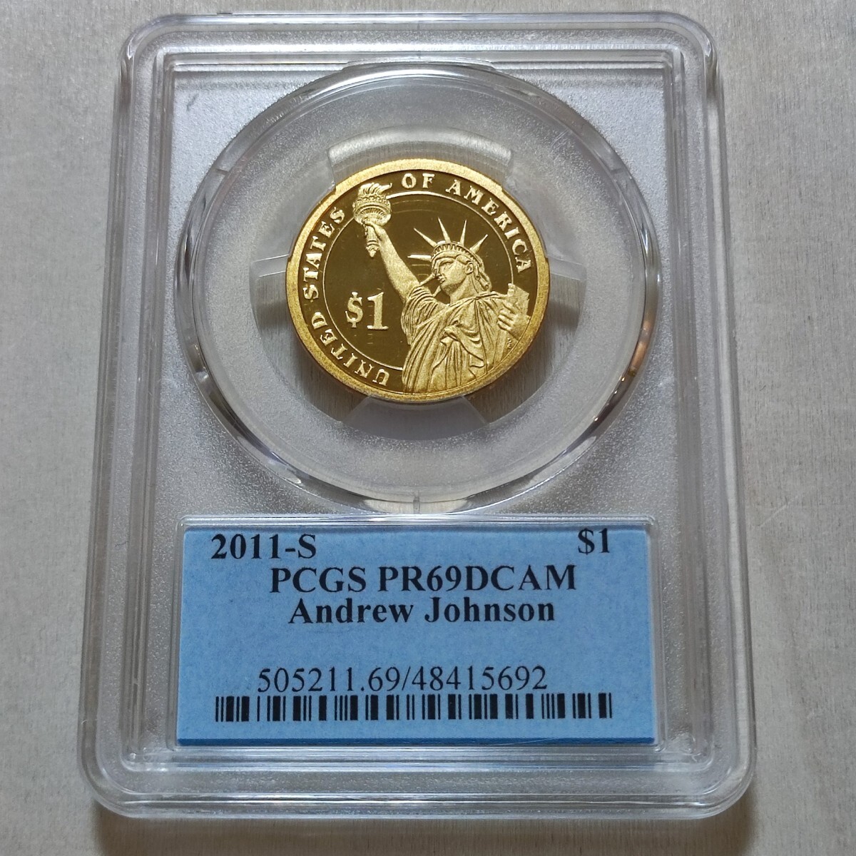 1円スタート！ 準最高鑑定 PCGS PR69DCAM 2011 アンドリュー・ジョンソン大統領 大統領1ドル硬貨 モダンコイン アンティークコイン の画像8