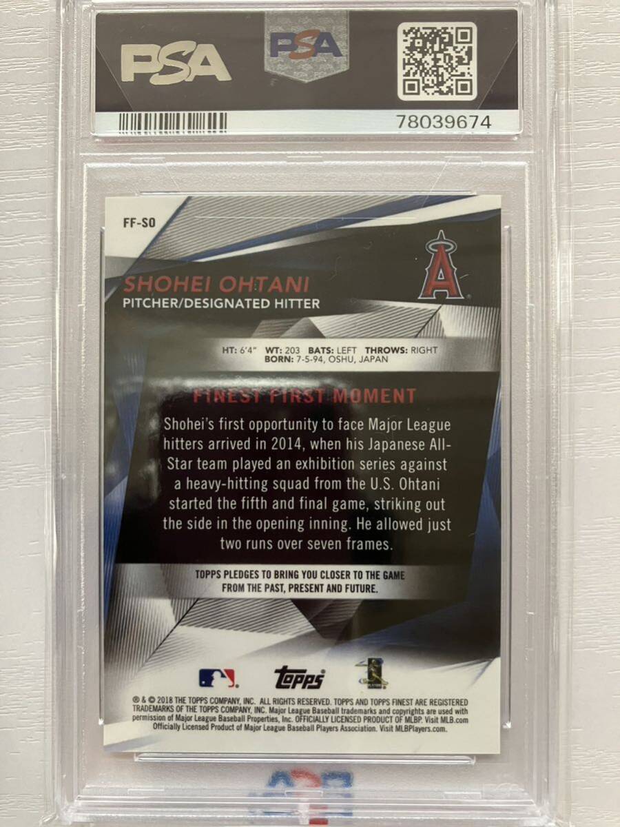 PSA10 RC 2018 TOPPS FINEST FIRSTS FF-SO 大谷翔平 ルーキーカードの画像2