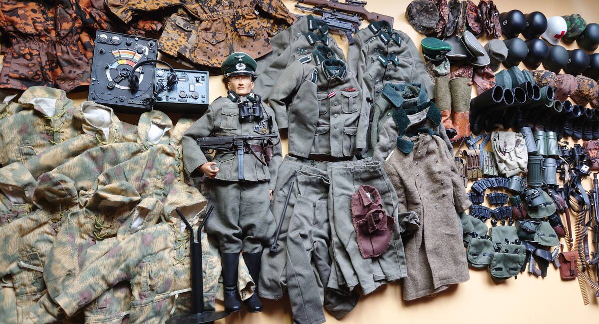 【ジャンク品】1/6フィギュア用迷彩スモック・制服・武器など大量 ドイツ国防軍 武装親衛隊 ドイツ軍 ナチスドイツ ミリタリーフィギュア 