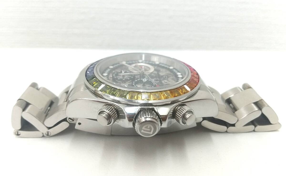 PAGANI DESIGN/パガーニ デザイン メンズ 腕時計 ステンレス 機械式 レインボー デイトナ ロレックス オマージュ 自動巻き【稼働品】_画像9