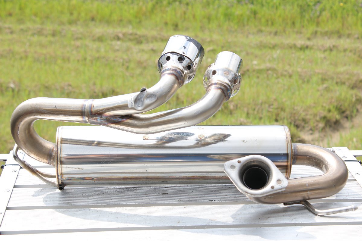 *[3F0405-31] MUGEN Mugen sport muffler JARI 10150013 S S660? 2 pipe out dual stainless steel Junk 