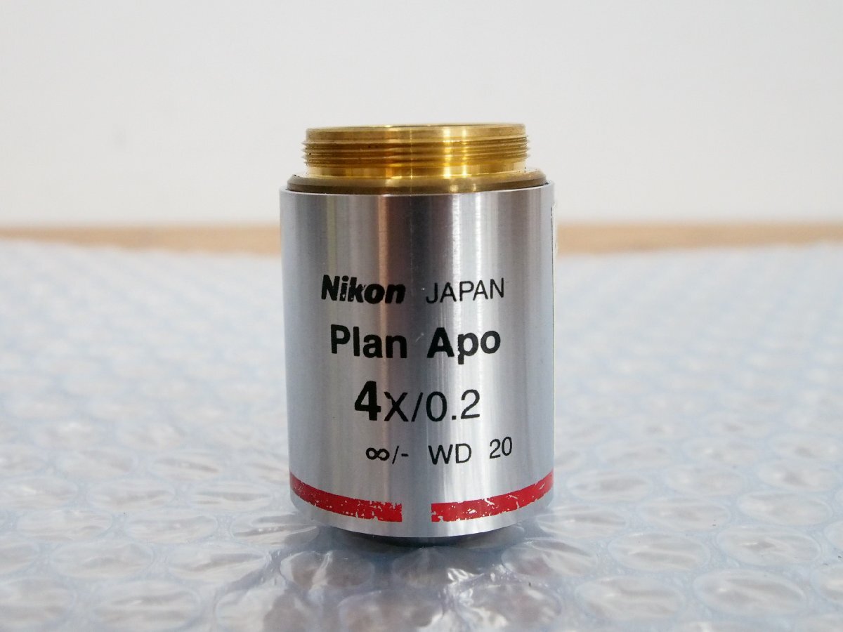 ☆【1H0327-8】 Nikon ニコン 対物レンズ Plan Apo 4X/0.2 ∞/- WD 20 顕微鏡用レンズ ジャンク_画像3