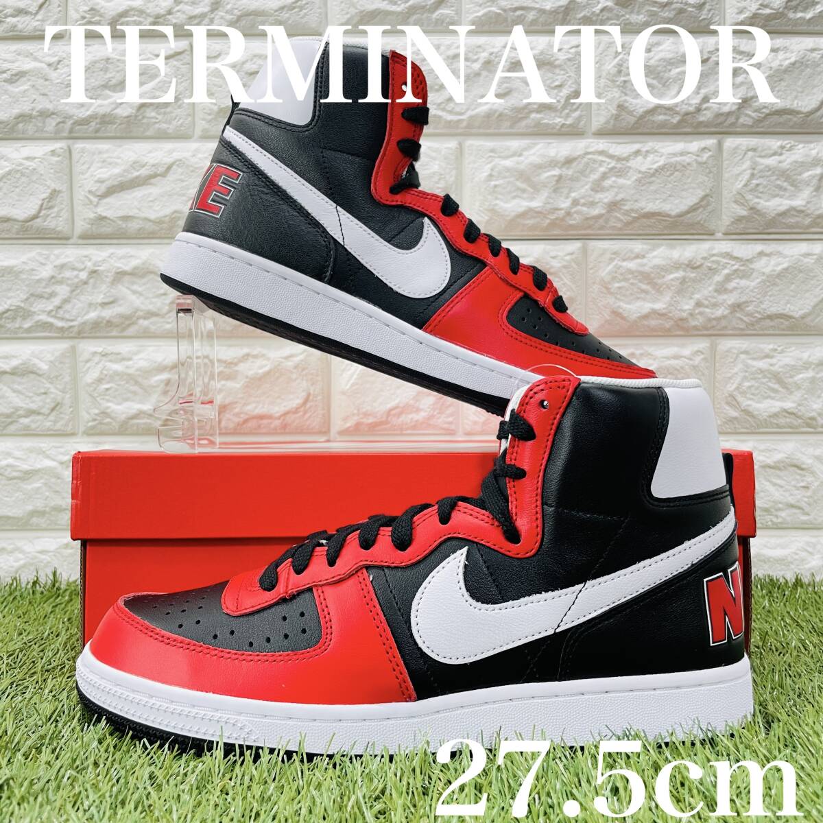 ナイキ ターミネーター ハイ 白 黒 赤 ホワイト ブラック レッド Nike Terminator High メンズスニーカー 27.5cm FN4442-001_画像1