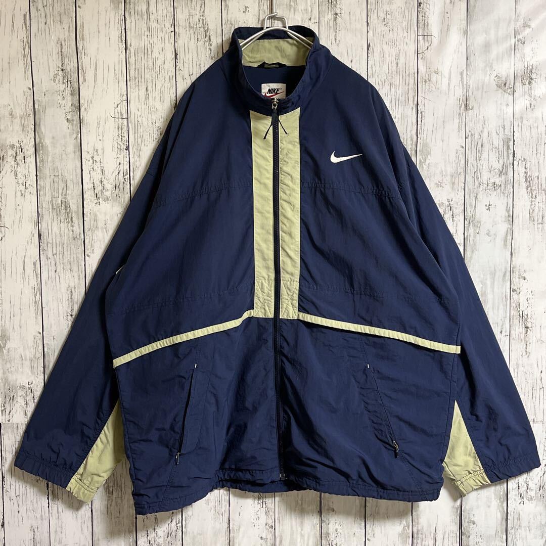 90's NIKE ナイキ 白タグ ナイロンジャケット 紺 ネイビー 2XL 90's NIKE ナイキ 白タグ ナイロンジャケット 紺 ネイビー 2XL
