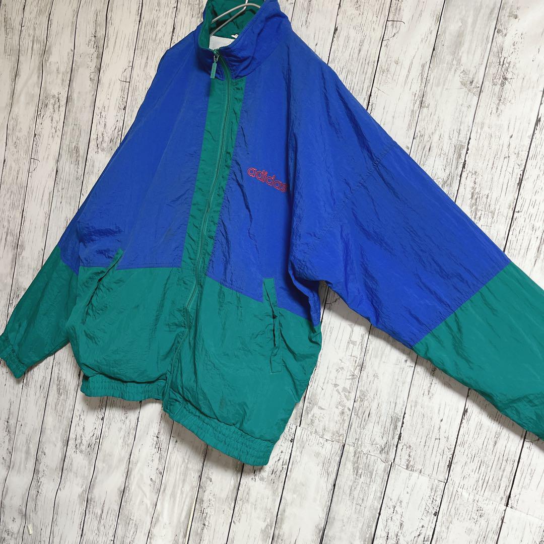 80's adidas アディダス ナイロンジャケット XL 青ターコイズ 80's adidas アディダス ナイロンジャケット XL 青ターコイズ