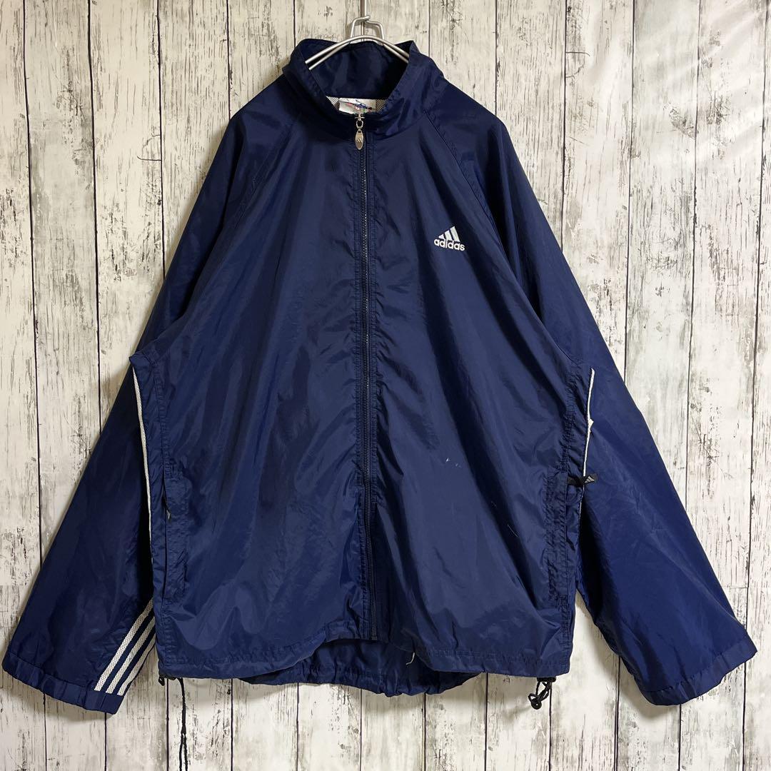 90's adidas アディダス ナイロンジャケット 紺 ネイビー XL 90's adidas アディダス ナイロンジャケット 紺 ネイビー XL