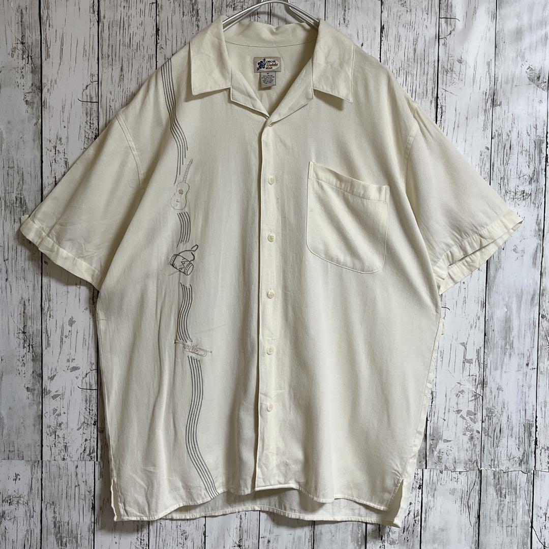 90's 開襟 オープンカラー 半袖 レーヨンシャツ L相当 刺繍 90's 開襟 オープンカラー 半袖 レーヨンシャツ L相当 刺繍