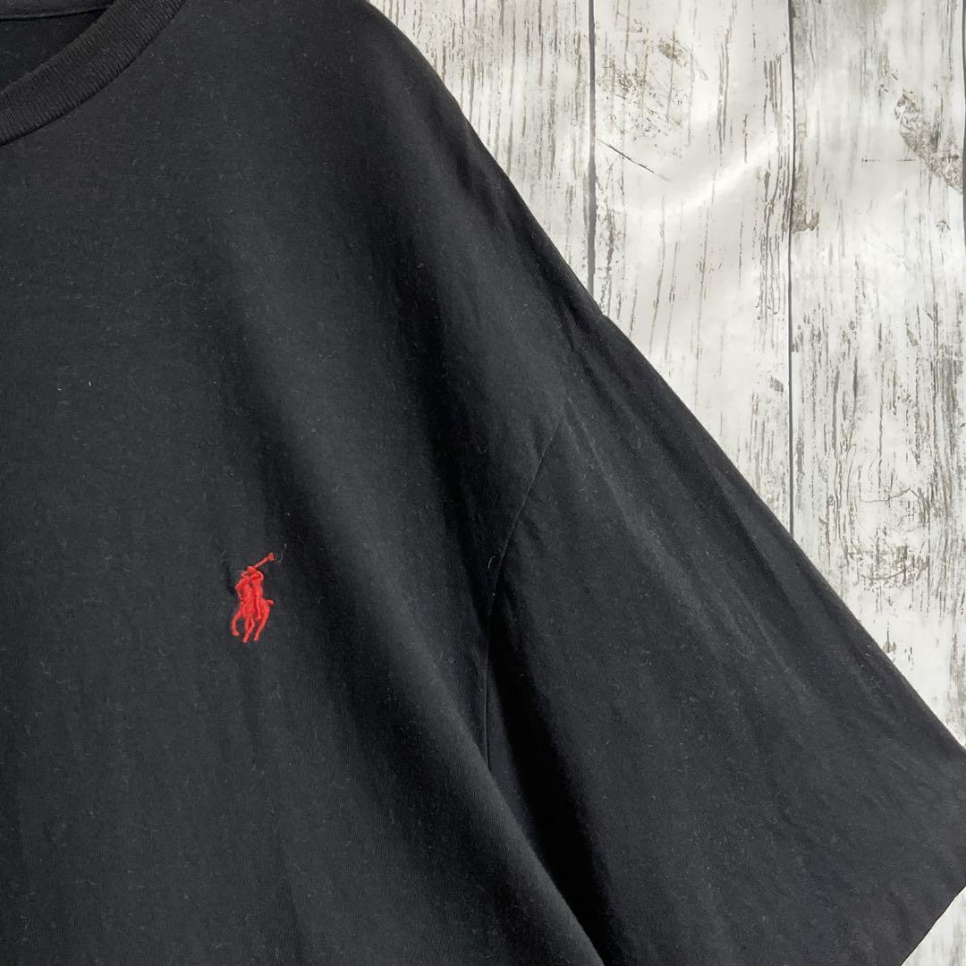 Ralph Lauren ラルフローレン Tシャツ 2XL 黒 ブラック ワンポイント 刺繍ポニー 古着 アメカジ ビッグサイズ HTK3765