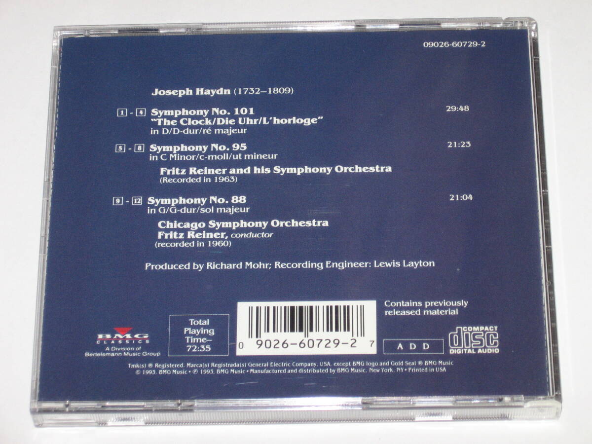 CD フリッツ・ライナー FRITZ REINER Haydn Symphonies 88, 95, & 101 Chicago Symphony Orchestra_画像2