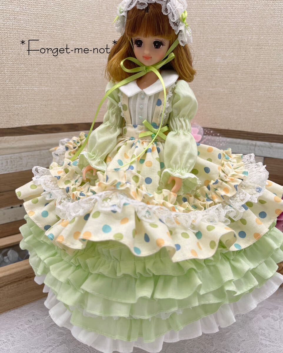 *Forget-me-not*☆送料無料☆ハルイロ.*ドットエプロンワンピースセット☆ジェニーサイズ☆手づくり☆handmade☆一点物☆_画像5