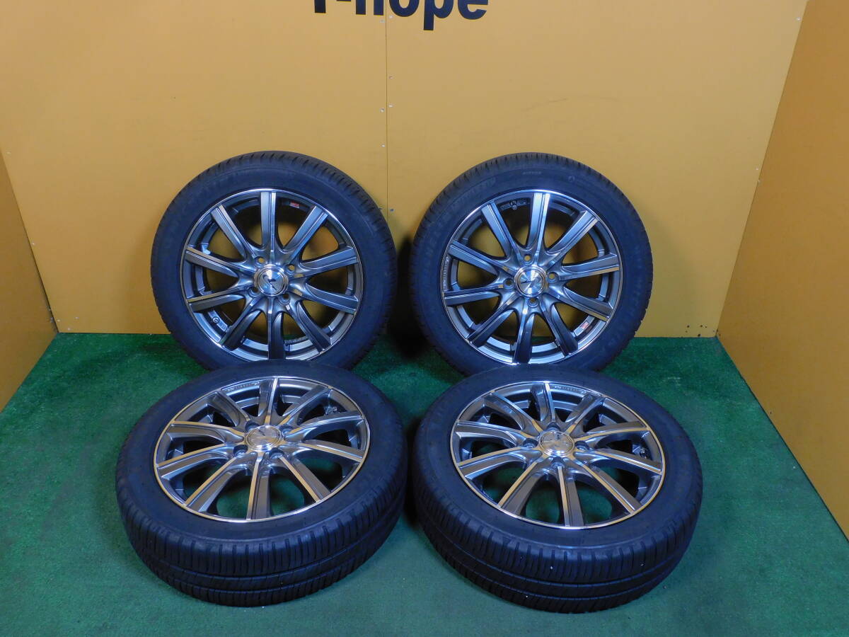 165/55R15 MICHELIN 製造年2022 4本 アルミホイール 15×4 1/2J 4×100 OFFSET:45 バリ溝★D111の画像1