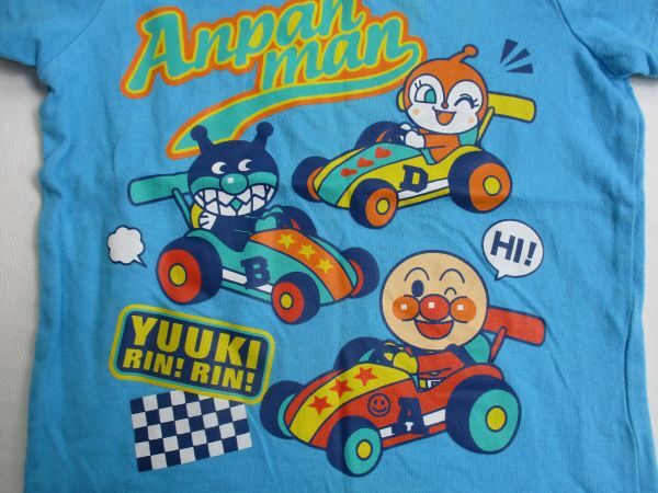 BF594【ANPANMAN・アンパンマン】ロゴプリント　半袖　Ｔシャツ　男女児　水　95_画像2