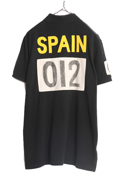 ビックポニー スペイン代表 モデル ポロ ラルフローレン 鹿の子 半袖 ポロシャツ メンズ L / ラガーシャツ タイプ ラグビー 半袖シャツ 黒_画像9